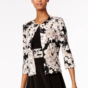 Jessica Howard Black and Cream Floral Blazer